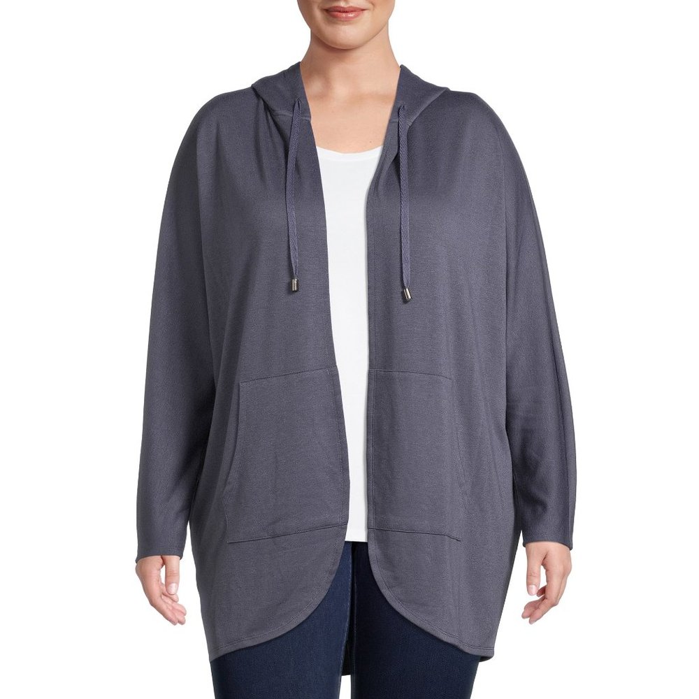 Lightweight Cover Open Front Hooded Cardigan Jacket  Sz 1X NWT